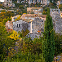 Buy canvas prints of The medieval village of Balazuc.  Vertical photography taken in  by Laurent Renault