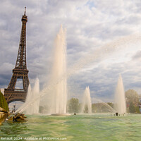 Buy canvas prints of Eiffel Tower viewed through the Trocadero Fountains in Paris by Laurent Renault