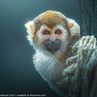 Buy canvas prints of Common Squirrel Monkey (Saimiri sciureus) in a tree by Laurent Renault