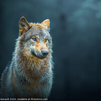 Buy canvas prints of Gray wolf also known as timber wolf, isolated in the forest by Laurent Renault