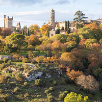 Buy canvas prints of Uzès city of Art and History, vertical view in autumn. Photogra by Laurent Renault