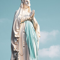 Buy canvas prints of Sculpture of the crowned Virgin Mary in the Sanctuary of Lourdes by Laurent Renault