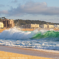 Buy canvas prints of Big wave in Atlantic Ocean on the beach in Nazaré, Portugal by Laurent Renault