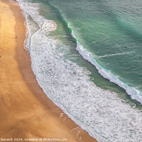 Buy canvas prints of Aerial view of the sandy beach in Nazaré, Portugal by Laurent Renault