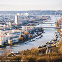 Buy canvas prints of Panoramic aerial view of Rouen. Photography taken in winter, Fra by Laurent Renault