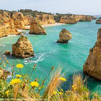 Buy canvas prints of Cliffs and ocean near Praia da Marinha, Algarve, Portugal by Laurent Renault