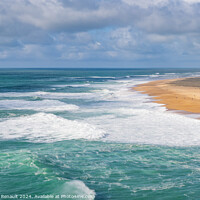 Buy canvas prints of Aerial view of Nazaré 's north beach in Portugal by Laurent Renault