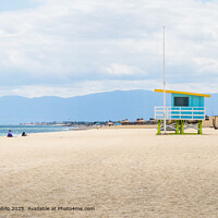 Lifeguard tower and beach at the coastline of the Mediterranean sea in Port Barcares, France