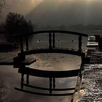 Buy canvas prints of Moody Llangorse Lake, Brecon Beacons by Tracey Leonard