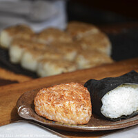 Buy canvas prints of Yaki-Onigiri, japanese grilled rice balls with seaweed by Yann Tang
