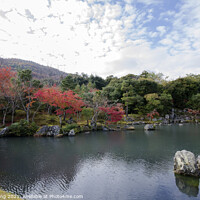 Buy canvas prints of Colorful autumn park and pond in Tenryuji temple garden at Kyoto by Yann Tang