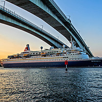Buy canvas prints of Cruise Ship Boudicca Leaving Brisbane by Shaun Carling