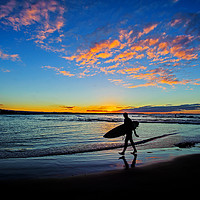 Buy canvas prints of Coolangatta Surfer Sunset by Shaun Carling