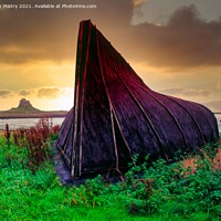 Buy canvas prints of A traditional Boat Shed of Holy Island,  Lindisfar by Navin Mistry