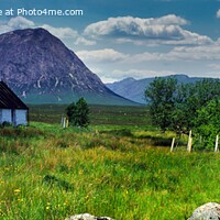 Buy canvas prints of A Panoramic View of Black Rock Cottage, Glen Coe, Scotland by Navin Mistry