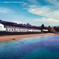Buy canvas prints of A Panoramic view of the Bunnahabhain Distillery, I by Navin Mistry