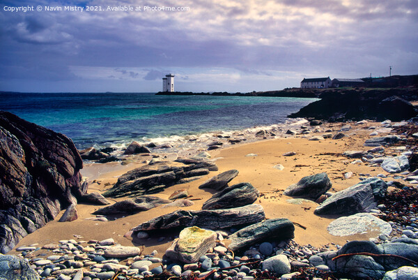 A view towards the Carraig Fhada Lighthouse, Kilnaughton Bay, Islay Picture Board by Navin Mistry