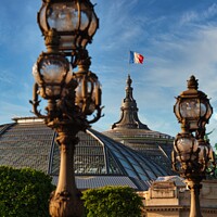 Buy canvas prints of French Flag Grand Palais des Champs-Élysées by Navin Mistry