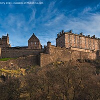 Buy canvas prints of Edinburgh Castle with a blue sky by Navin Mistry