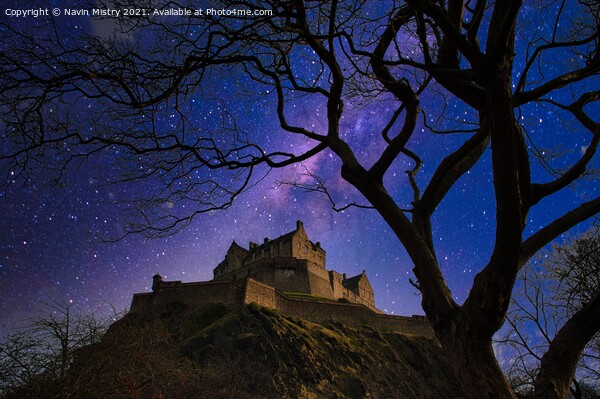 A Starlit Edinburgh Castle  Picture Board by Navin Mistry