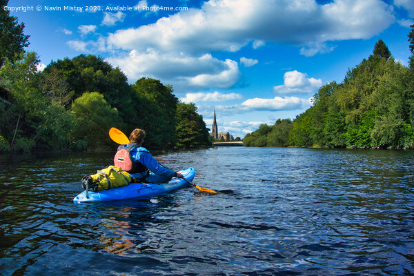 Kayaker on the River, Perth, Scotland Picture Board by Navin Mistry