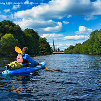 Buy canvas prints of Kayaker on the River, Perth, Scotland by Navin Mistry