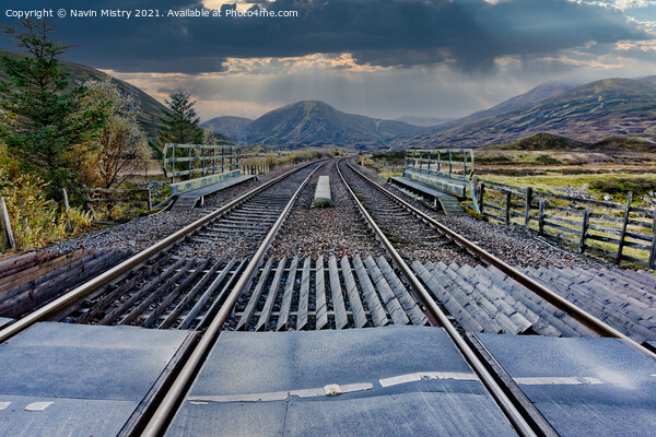 The Highland Railway Line near Dalwhinnie Scotland Picture Board by Navin Mistry