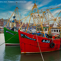 Buy canvas prints of Colourful Fishing Boats of Arbroath, Scotland  by Navin Mistry