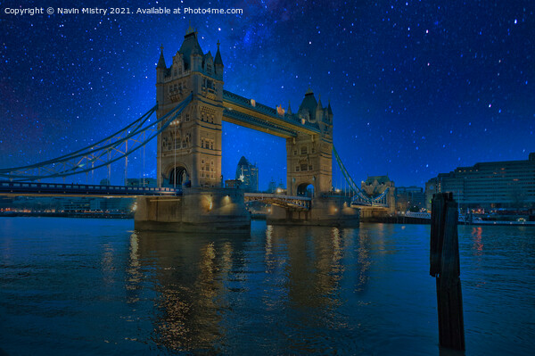 Tower Bridge London Night Picture Board by Navin Mistry