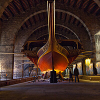 Buy canvas prints of The Royal Galley Replica, Barcelona by Navin Mistry