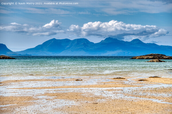 Isle of Rum from Traigh Beach near Arisaig Picture Board by Navin Mistry