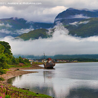 Buy canvas prints of Loch Linnhe and the Corpach Wreck  by Navin Mistry