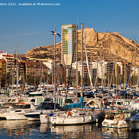 Buy canvas prints of Alicante Harbour and the Castle of Santa Barbara by Navin Mistry