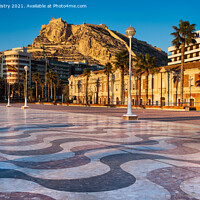 Buy canvas prints of A view of Alicante Castle from the Marina  by Navin Mistry