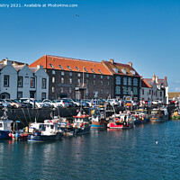 Buy canvas prints of Fishing Boats in Eyemouth Harbour by Navin Mistry