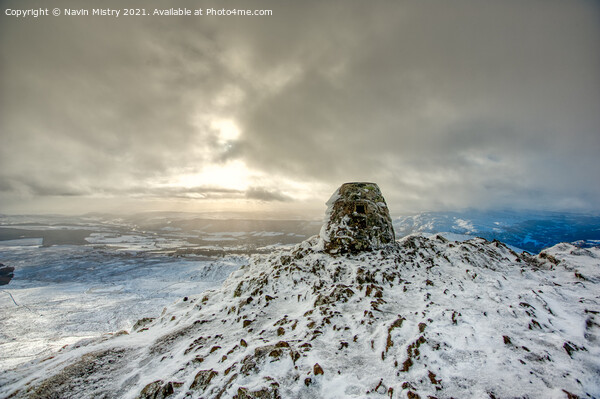 The summit of Ben Vrackie in Winter Picture Board by Navin Mistry