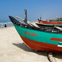 Buy canvas prints of Colourful Fishing Boats, Benhaulim, Goa, India by Navin Mistry