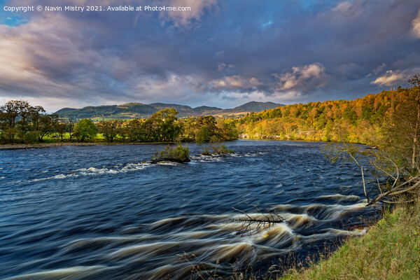 River Tummel and Autumn Colours, near Pitlochry, Perthshire Picture Board by Navin Mistry