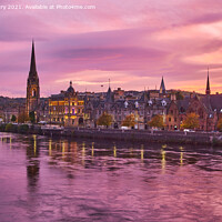 Buy canvas prints of Perth and the River Tay seen at Dusk by Navin Mistry
