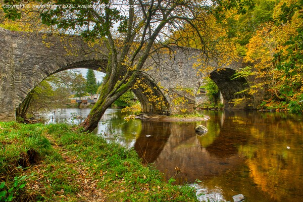 Inver Bridge and River Braan Autumn Picture Board by Navin Mistry