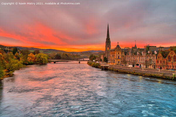 A view of the colourful sunrise over Perth Picture Board by Navin Mistry