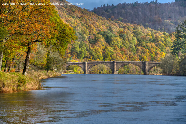 Dunkeld Bridge and the River Tay in Autumn Picture Board by Navin Mistry