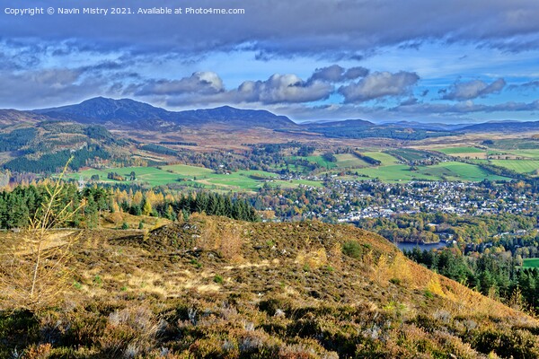 A view of Pitlochry and Ben Vrackie in Autumn Picture Board by Navin Mistry