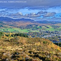 Buy canvas prints of A view of Pitlochry and Ben Vrackie in Autumn by Navin Mistry