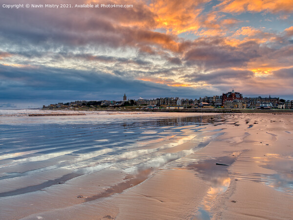 Sunrise at West Sands Beach St. Andrews Picture Board by Navin Mistry