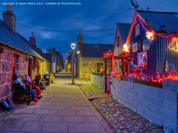 Christmas decorations in Footdee (or Fittie) Picture Board by Navin Mistry