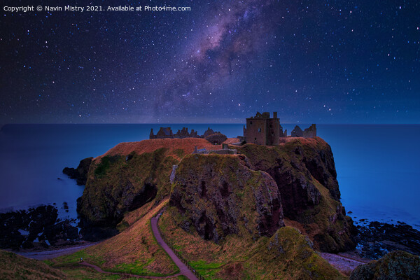 Dunnottar Castle under the Stars Picture Board by Navin Mistry