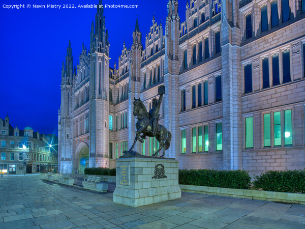 A view of Marischal College, and the statue of Robert the Bruce  Picture Board by Navin Mistry