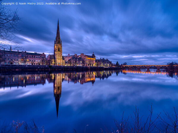 Perth and the River Tay at Dusk Picture Board by Navin Mistry