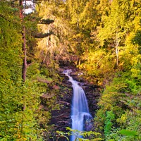 Buy canvas prints of The Upper Falls of Moness, Birks of Aberdfeldy, Perthshire by Navin Mistry